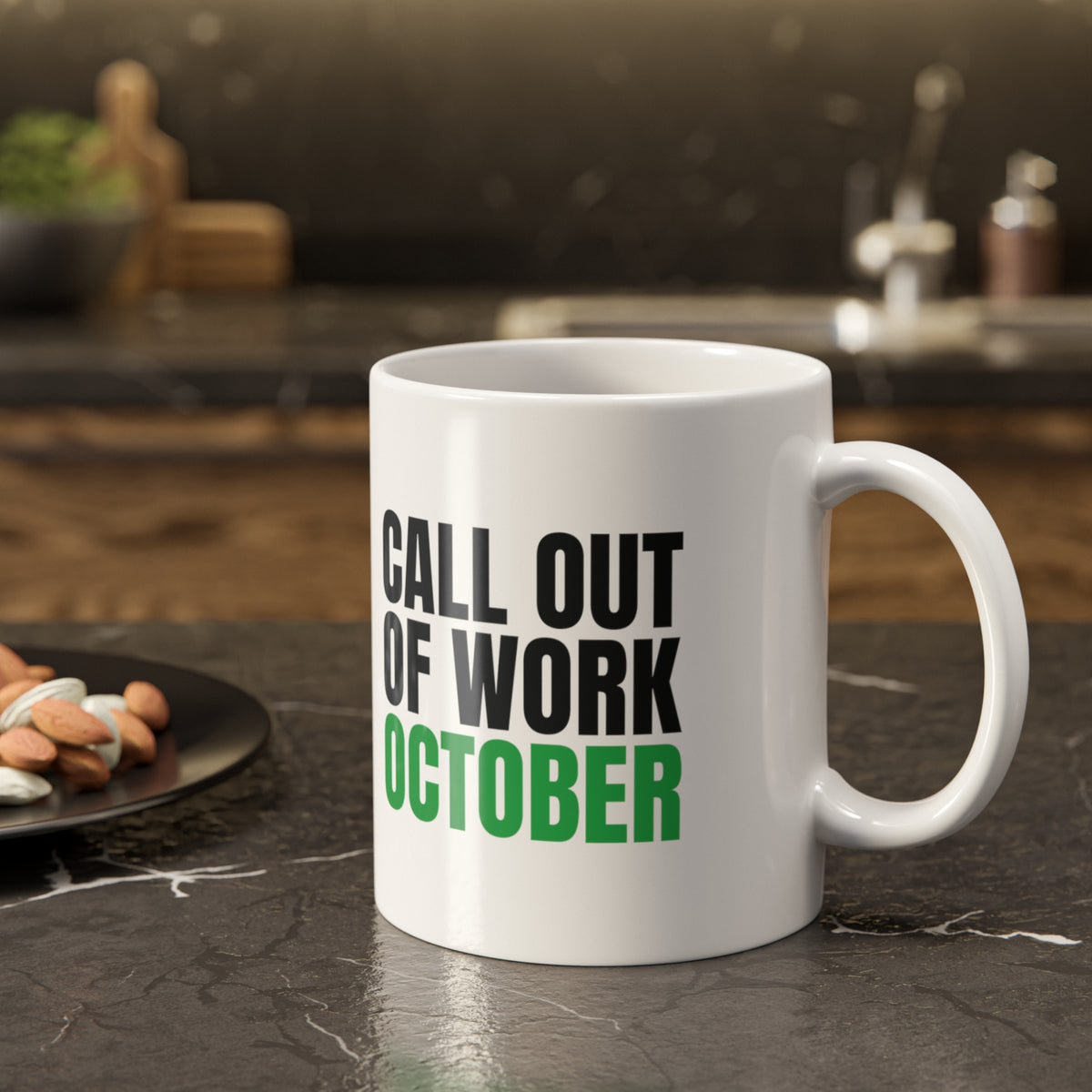 Call Out of Work October Mug, Funny Work Burnout Coffee Mug