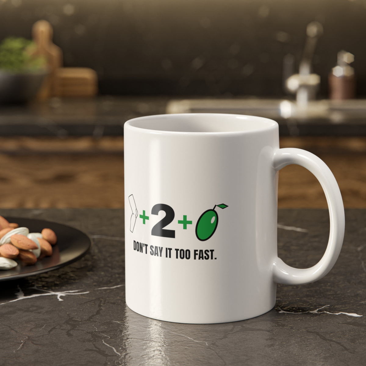 Knee + 2 + Olive "Don't Say It Too Fast" Riddle Mug